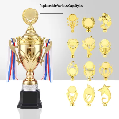Original Trophy Factory Supply Gold Plated Replaceable Various Cap Metal Trophies Awards Sport Game Souvenir Custom Trophy