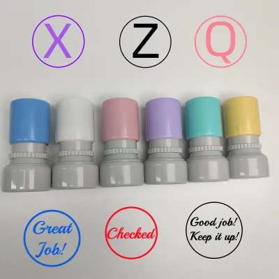 Custom HA Series 17mm Round Color Casing Flash Stamp Reusable Self-inking Stamp for Classroom Teacher Student Use