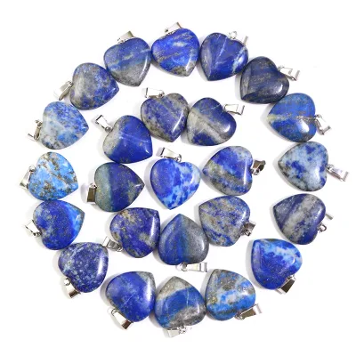 Natural Lapis Lazuli Love Heart Stone Pendant 20mm Wholesale Bulk Gemstone Charms for DIY Jewelry Making Healing Crystal Gift