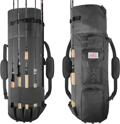 Large Capacity Anti Scratch Polyester Waterproof Two-layer Fishing Rod Reel Bait Storage Bag for Fishing Accessories