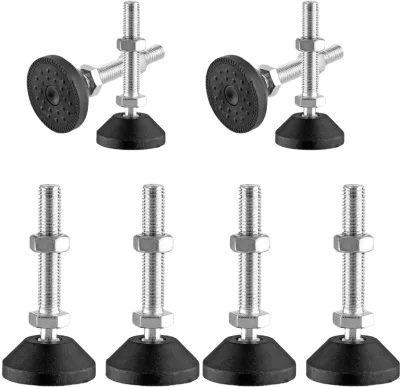 Carbon Steel Nylon Adjustable Leveling Feet with Rubber Pad / Metal Leveling Leg
