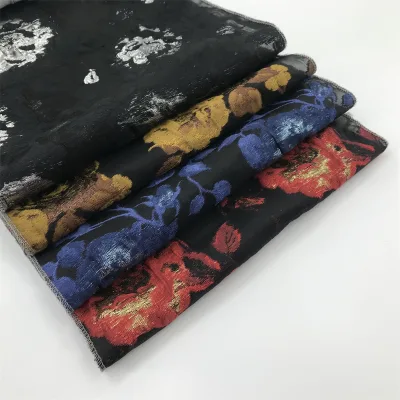 Flower Design Jacquard Tricot Fabric for Women's Dress Shirts Lightweight Organza Lace Embroidery Woven Fabric