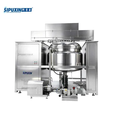 Hot Sale 2000L Steam Heating Vacuum Emulsifier Mixing Machine with Inline Emulsifier Pump for Cosmetic Production