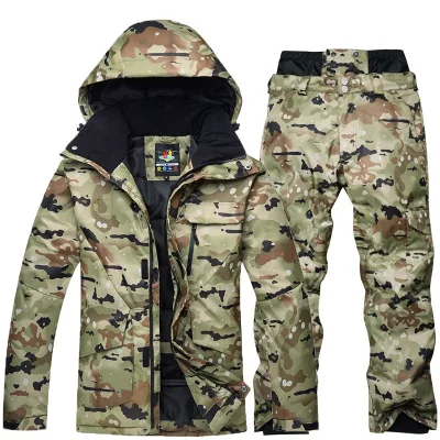 Ski Suit Set Men's Winter Outdoor Warm Thickened Camo Snow Wear Two Pieces