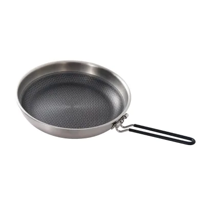 New High Quality Outdoor 304Stainless Steel Honeycomb Nonstick Frying Pan Camping Kitchen Grill Skillet Induction Cooker Folding