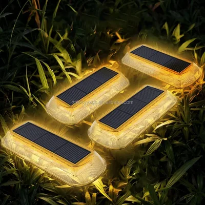 IP65 Rated Outdoor Solar LED Deck Lights 360 Beam Angle High Transparency RGB Color Waterproof PC Garden Solar Spotlight