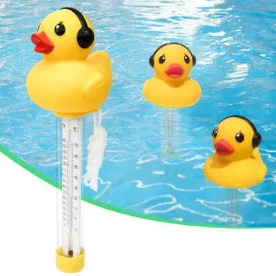 Hot Sale IP68 Waterproof Light Show Pool Spa Floating Solar Light up Duck Thermometer
