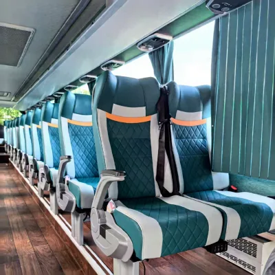 Teal White High-Back Bus Seats Premium PU Leather Economical Perfect Retrofit Upgrade for Tour Coaches Buses