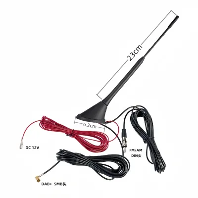 Active 12V FM AM Shark Fin Car Antenna with 300mm Stainless Steel Cable 50 Ohms Impedance Universal Fitment Rollback 2