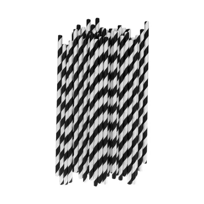 Premium Black Striped Paper Straws: Eco - Friendly and Stylish