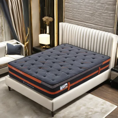 Contemporary King-Size Bedroom Furniture Pocket Coil Spring Latex Mattress Fire Retardant Roll-Up Design Wooden Box Apartment