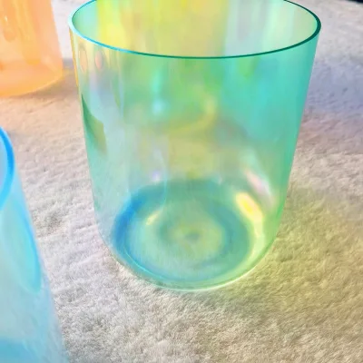 EAST Alchemy Colorful Transparent Crystal Singing Bowl for Healing and Meditation Applications