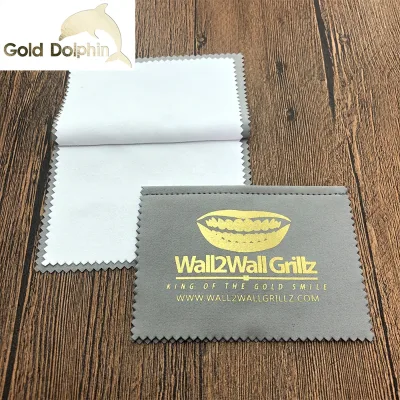 Personalized Anti Tarnish Chemical Treated 4 Layers Jewelry Cleaning and Polishing Cloth with Hot Foil Silver/Gold Logo