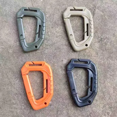 Outdoor Tactical Large D-Shape Carabiner, Lightweight Nylon Plastic Steel Quick Clip, Hiking Backpack External Hanging Key Hook