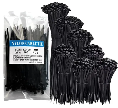 Nylon 66 UV Self-Locking Cable Ties Black/White for Industrial Use Various Sizes 100mm 180mm 200mm 280mm 350mm 400mm 500mm 800mm