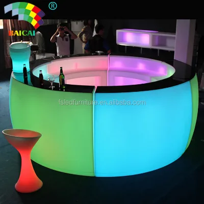 Wave Shape LED Bar Counter Portable Bar Counter Color Changing LED Bar Counter