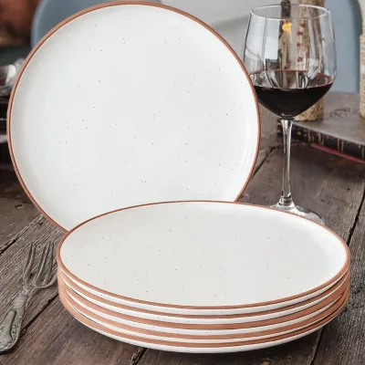 Hot Sale Matte Microwave, Oven, and Dishwasher Safe Ceramic Dessert Salad Appetizer Plates White Bone China Plate
