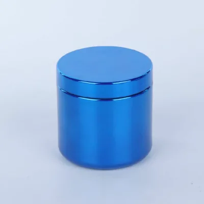 Empty Frosted Blue Round Shape Plastic Jar with Lid Plastic Canister for Food Storage