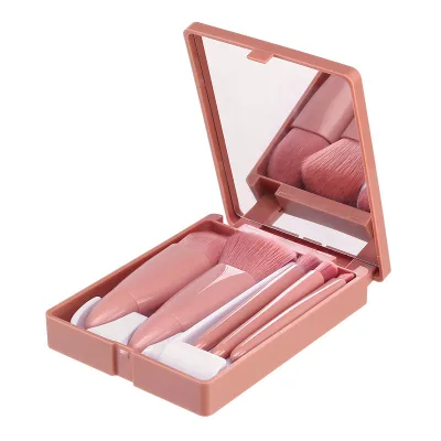 Fashion Beauty Needs Mini Make up Brushes Set 5 Pcs Makeup Brush Set With Mirror