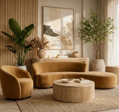 Luxury Villa Living Room Sofa Bed Set Modern Five-Star Hotel Lobby Apartment Furniture with Sponge Filling and Fabric Cover