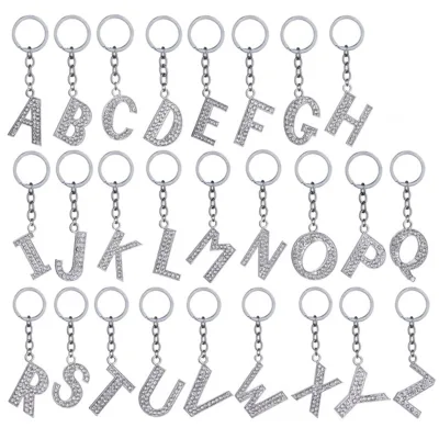 26 Letters Alphabet Keychain New Crystal Rhinestone Alphabet Keyring Initial Letter Charm Key Chain Letters Women Keychains