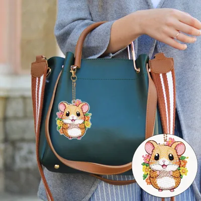 8PCS Hamster 5D DIY Crafts Toy Keychain
