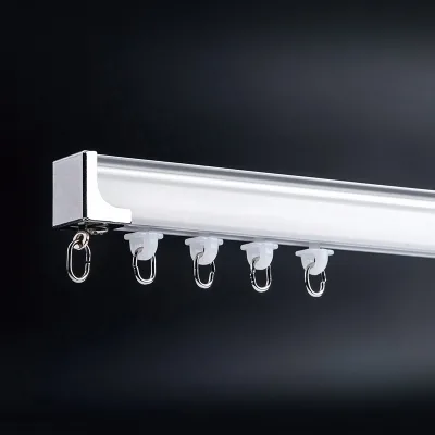 Modern Rectangle Curtain Track With Plastic Hooks Easy Installation Minimalist Design White Color