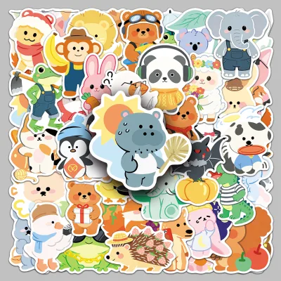 50Pcs Hot Sale Cute Cartoon PVC Waterproof Custom Original Graffiti Small Animals Stickers Wall Decor Party Gift Stickers