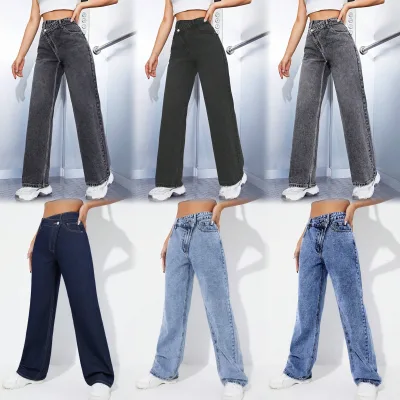 High Quality Wholesale Women's Trousers Trousers Casual Denim Wide Leg Trousers Women's Jeans