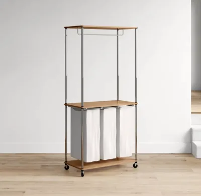 Laundry Hamper Basket Rolling Laundry Cart with Removable Laundry Bags Wheels and Shelf for Bathroom