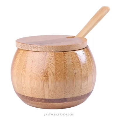 Wood Spice Jar Seasoning Can Sugar Bowl With Lid Spoon Spice Rack Seasoning Jar Pot Salt Pepper Sugar Spice Shakers Container