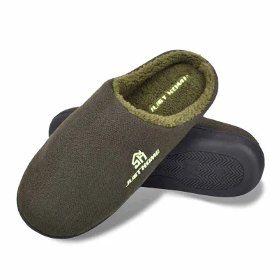 Factory Ship-to-Customer Directly Men's Warm Plush Clog Slippers TPR Sole Memory Foam Insole