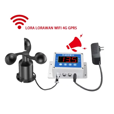 Digital RS485 Wireless Tower Crane Wind Speed Sensor Cup Blade Anemometer Detector Alarm System With Led Display Meter Indicator