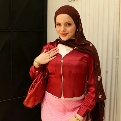 Satin Poly Cotton Cherry Blossom Printed Modal Hijab With Matching Undercap Headscarf Islamic Model Printed Hijab