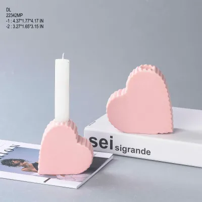 Set of 2 Ceramic Heart-Shaped Taper Candle Holders for Home & Wedding Decor Easter Candle Stand