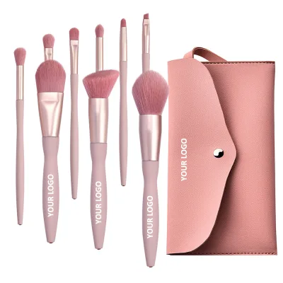 Hot Selling Custom Logo 9 Pcs Travel Size Face Makeup Brush Set with Skin-Friendly Synthetic Hair Angled Portable Brush Set