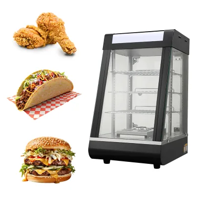 Countertop Food Warmer Display 3-Tier Electric Warming Showcase Burger Pizza Fried Chicken Fries for Restaurant Catering
