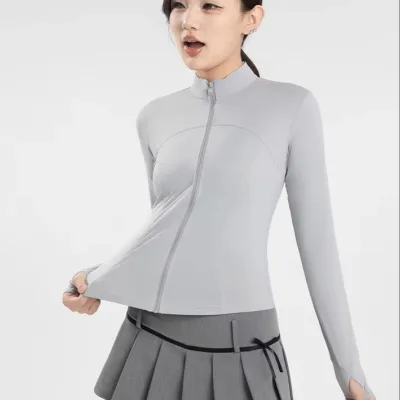 Women's Slim Cardigan with Stand Collar Outdoor Cycling UV Protection Sun Protective Clothing Yoga Jacket for Women