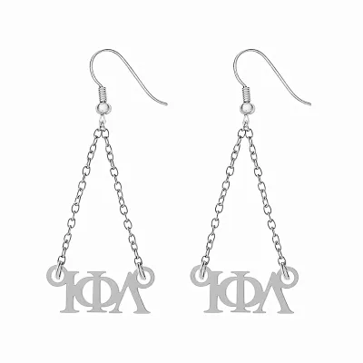 Fashionable Designer Greek Iota Phi Lambda Inspired Letter Pendant Making Dainty Sorority Lady Paraphernalia Dangled Earrings