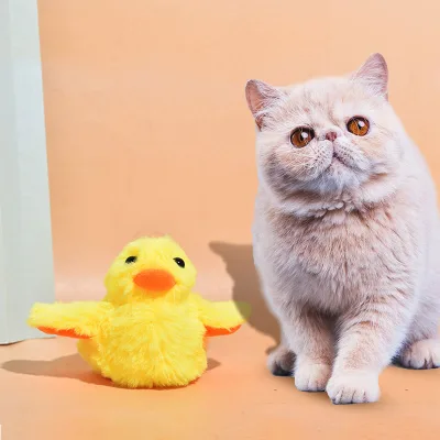 Eco-Friendly Interactive Electric Simulation Catnip Plush Toy Plastic Pet Toys with Vocal Gravitational Duck Features for Cats