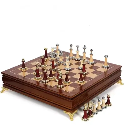 Wholesale Luxury Solid Wood Chess Set with Easy Store Board Customizable Color & Design Unisex Indoor Children's Game