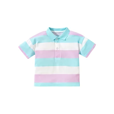 Summer European and American Children's Clothing Children's POLO Shirt Short Sleeve Striped Cotton Boy's T-shirt