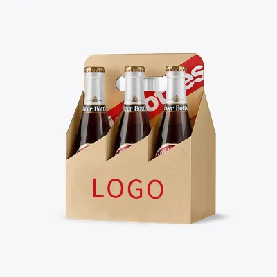 Custom LOGO Cardboard Pack Wine Box Carrier Wholesale Cheap Portable Handle Corrugated Paper Packaging 6 Bottle Beer Carrier