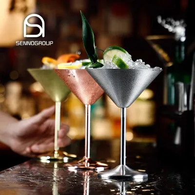 Custom Unbreakable Stainless Steel Chrome Rose Gold Martini Glass Logo Metal Goblet Colored Cocktail Glasses