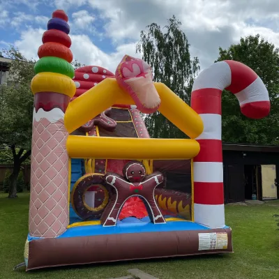 Commercial Candyland Inflatable Bouncer Slide for Kids Portable Inflatable Dry Slide for Kids Christmas Holiday Party