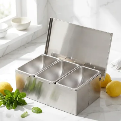 Square Dustproof Flip Cover Stainless Steel Seasoning Container Detachable Inner Box Dry Spice Food Storage Organizer Home
