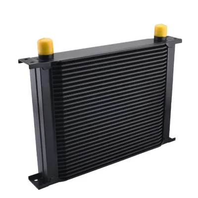 Universal Stacked Plate British Style Silver Black 7/16/25/30 Row AN8 AN10 Oil Cooler with Bracket with Fittings