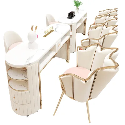 2025 Hot Sell Modern Cyber Celebrated Nail Art Table Single Double Vacuum Cleaner Chair for Manicure Beauty Shop Combination