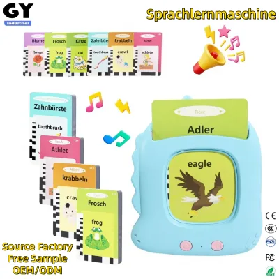 GY German/English Bilingual Unicorn Dino-Card Reading Machine 112 Learning Cards 224 Words Children 3 Years Portable ABC