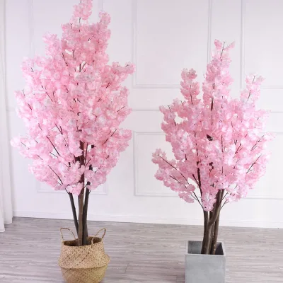 High Quality Silk Artificial Cherry Blossom Tree Decorative Flowers for Wedding Party New Year & Halloween